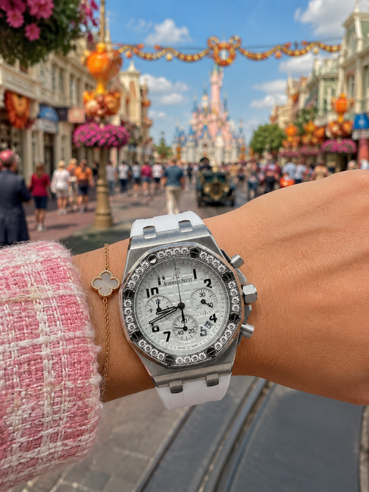 AUDEMARS PIGUET ROYAL OAK CHRONOGRAPH DAMA 37 MM ACERO – BISEL ENGASTADO CON CIRCONIAS