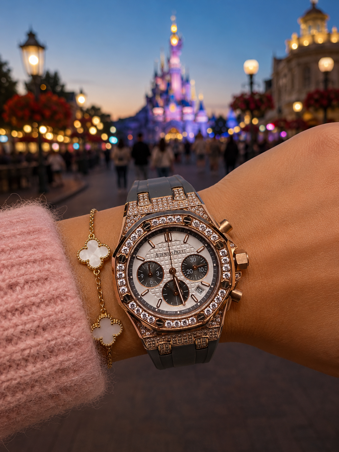 AUDEMARS PIGUET ROYAL OAK CHRONOGRAPH DAMA 37 MM – BISEL Y CAJA ENGASTADOS CON CIRCONIAS