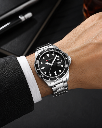 RELOJ CURREN 8388 DEPORTIVO PLATEADO CON CALENDARIO