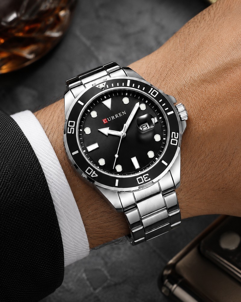 RELOJ CURREN 8388 DEPORTIVO PLATEADO CON CALENDARIO