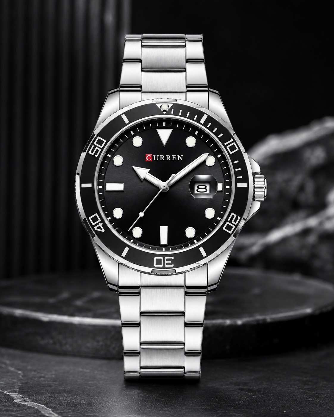 RELOJ CURREN 8388 DEPORTIVO PLATEADO CON CALENDARIO