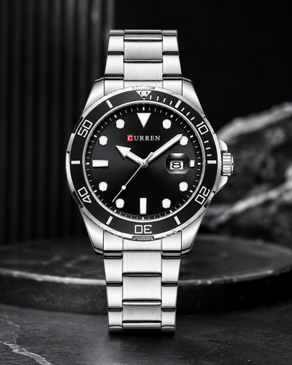 RELOJ CURREN 8388 DEPORTIVO PLATEADO CON CALENDARIO