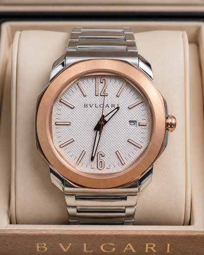 BVLGARI OCTO 42 MM BICOLOR – BRAZALETE EN ACERO INOXIDABLE