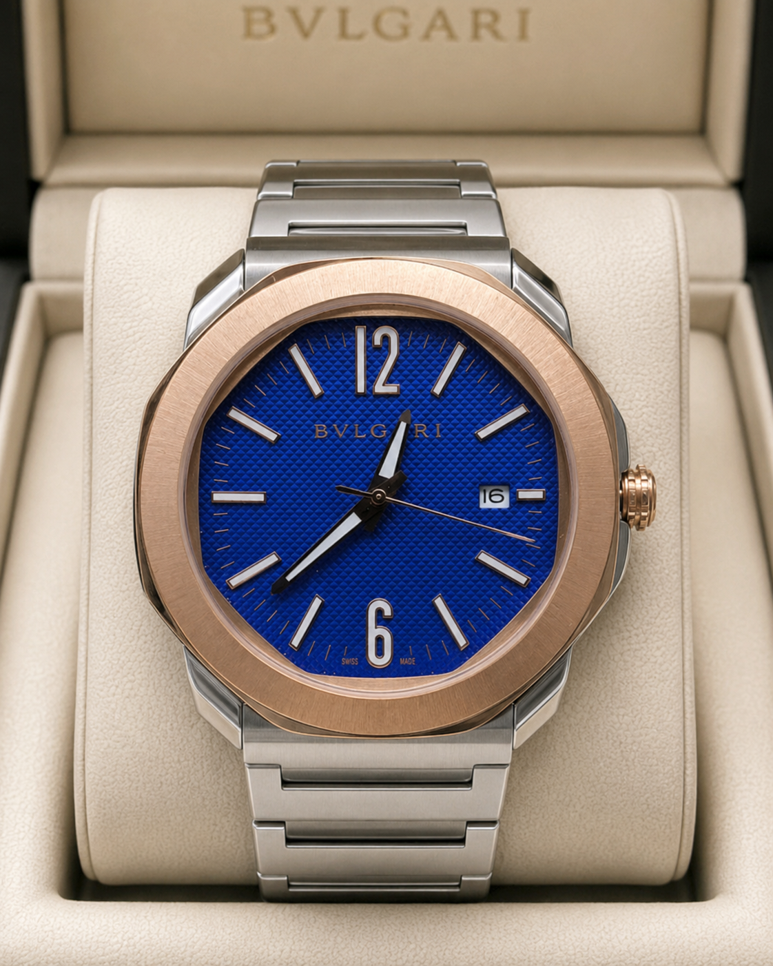 BVLGARI OCTO 42 MM BICOLOR – BRAZALETE EN ACERO INOXIDABLE
