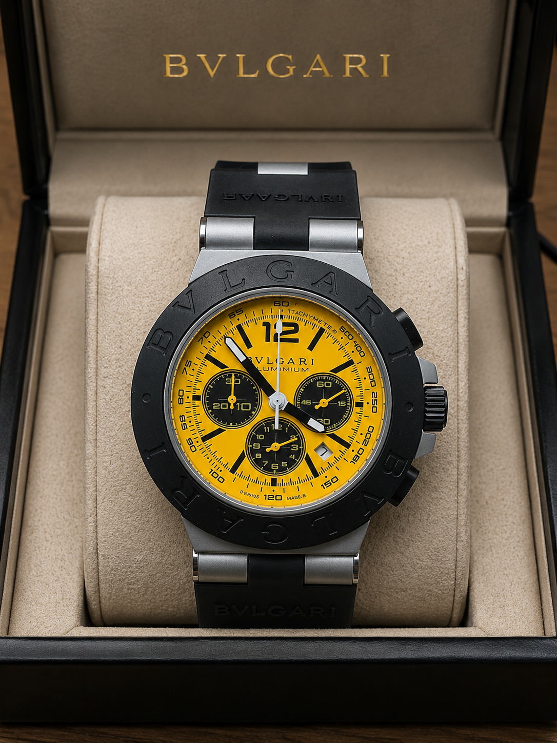 BVLGARI ALUMINIUM CHRONOGRAPH 40 MM – CORREA DE CAUCHO