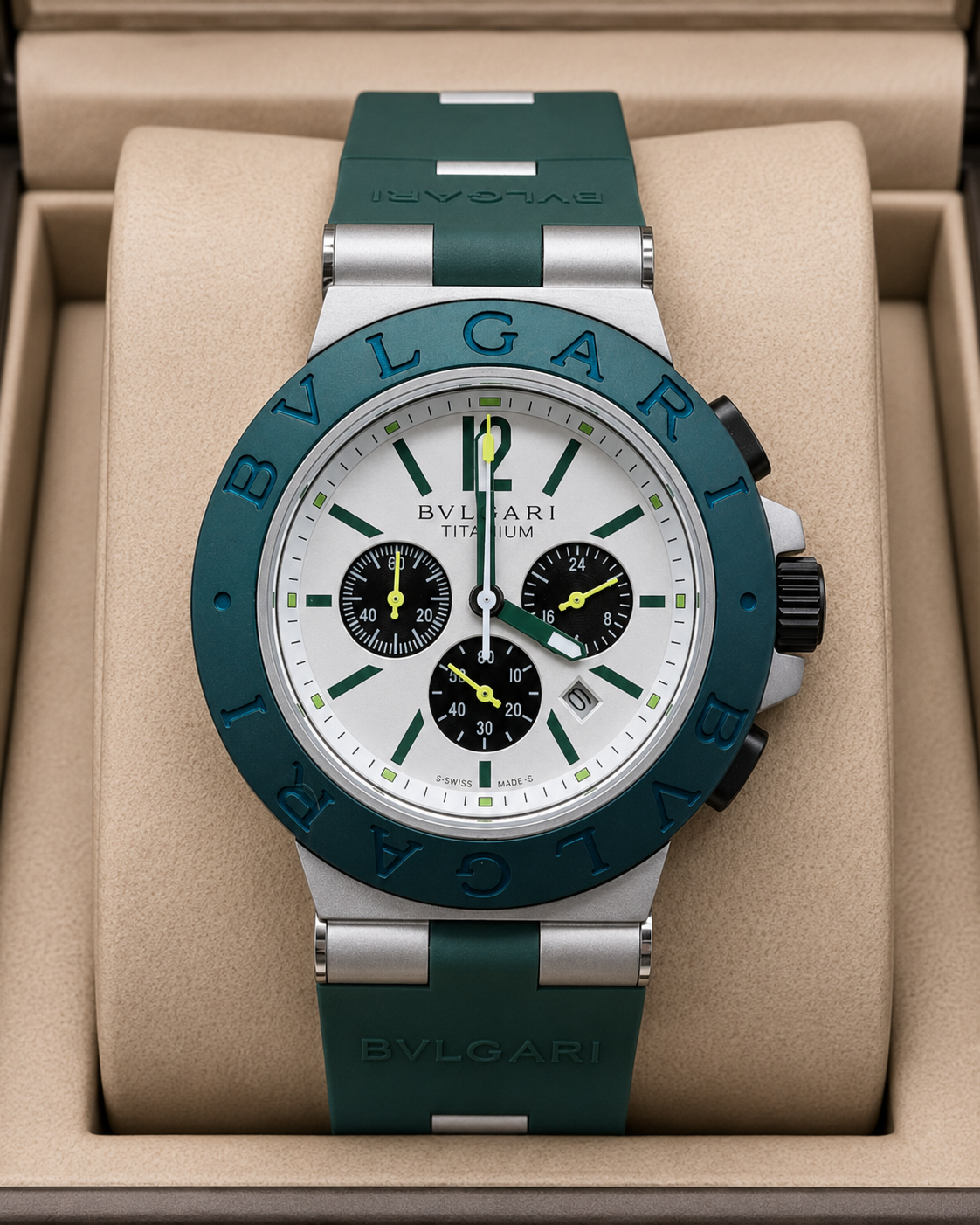 BVLGARI ALUMINIUM CHRONOGRAPH 40 MM – CORREA DE CAUCHO