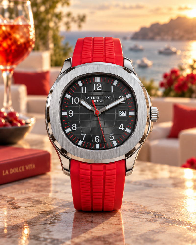 PATEK PHILIPPE AQUANAUT AUTOMÁTICO CORREA ROJA 40 MM
