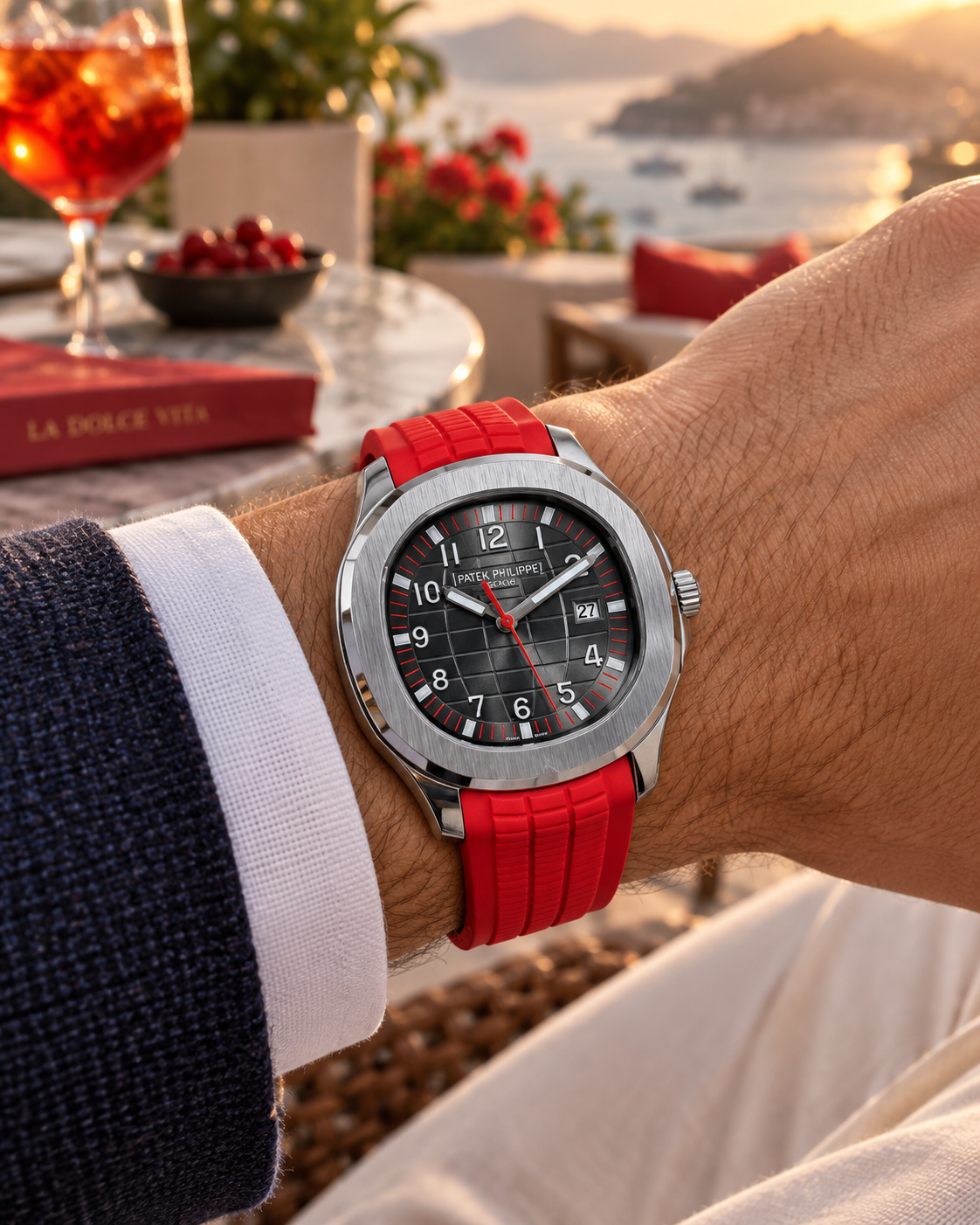 PATEK PHILIPPE AQUANAUT AUTOMÁTICO CORREA ROJA 40 MM