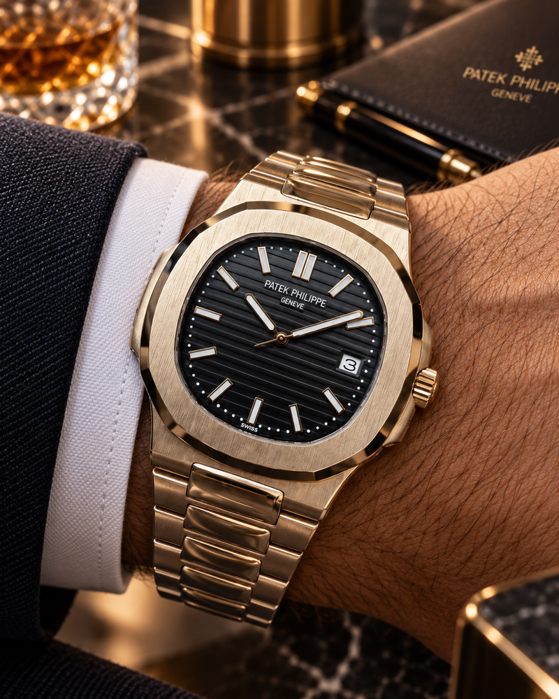 PATEK PHILIPPE NAUTILUS AUTOMÁTICO DORADO ESFERA NEGRA 40 MM