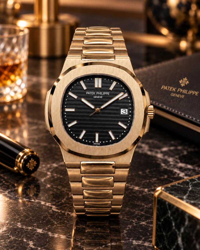 PATEK PHILIPPE NAUTILUS AUTOMÁTICO DORADO ESFERA NEGRA 40 MM