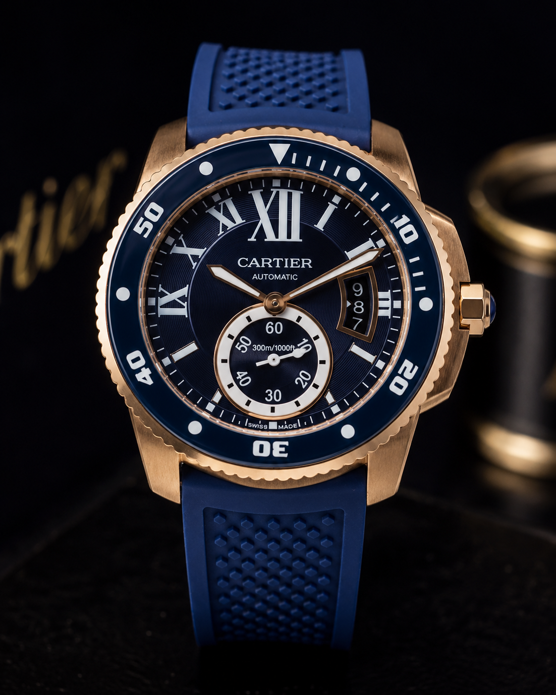 CARTIER CALIBRE DIVER AUTOMÁTICO AZUL ORO ROSA – 42 MM