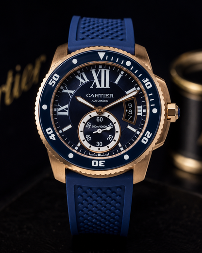 CARTIER CALIBRE DIVER AUTOMÁTICO AZUL ORO ROSA – 42 MM