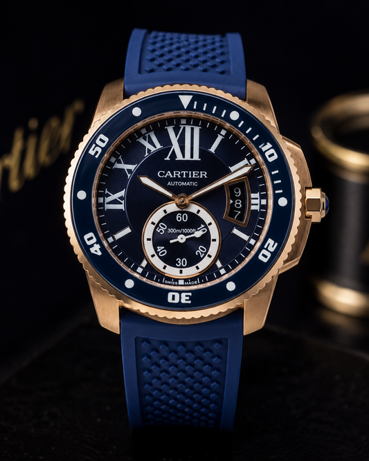 CARTIER CALIBRE DIVER AUTOMÁTICO AZUL ORO ROSA – 42 MM