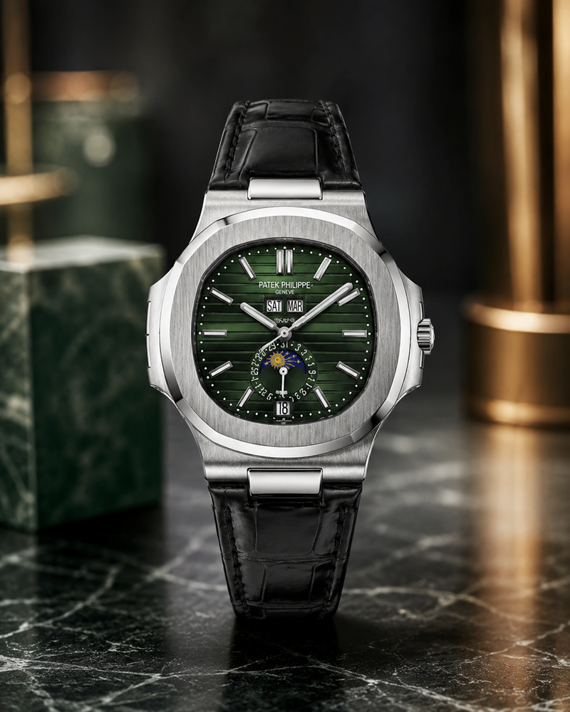 PATEK PHILIPPE NAUTILUS CALENDARIO ANUAL FASE LUNAR VERDE