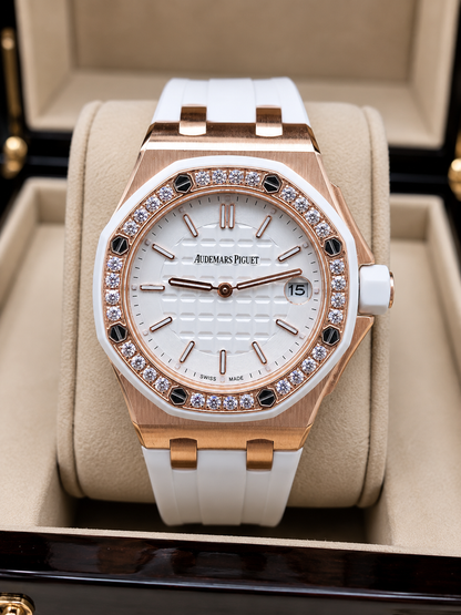 AUDEMARS PIGUET ROYAL OAK DAMA 34 MM ACERO – BISEL ENGASTADO CON CIRCONIAS