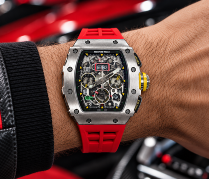 RICHARD MILLE AUTOMÁTICO SKELETON – ACERO & ROJO