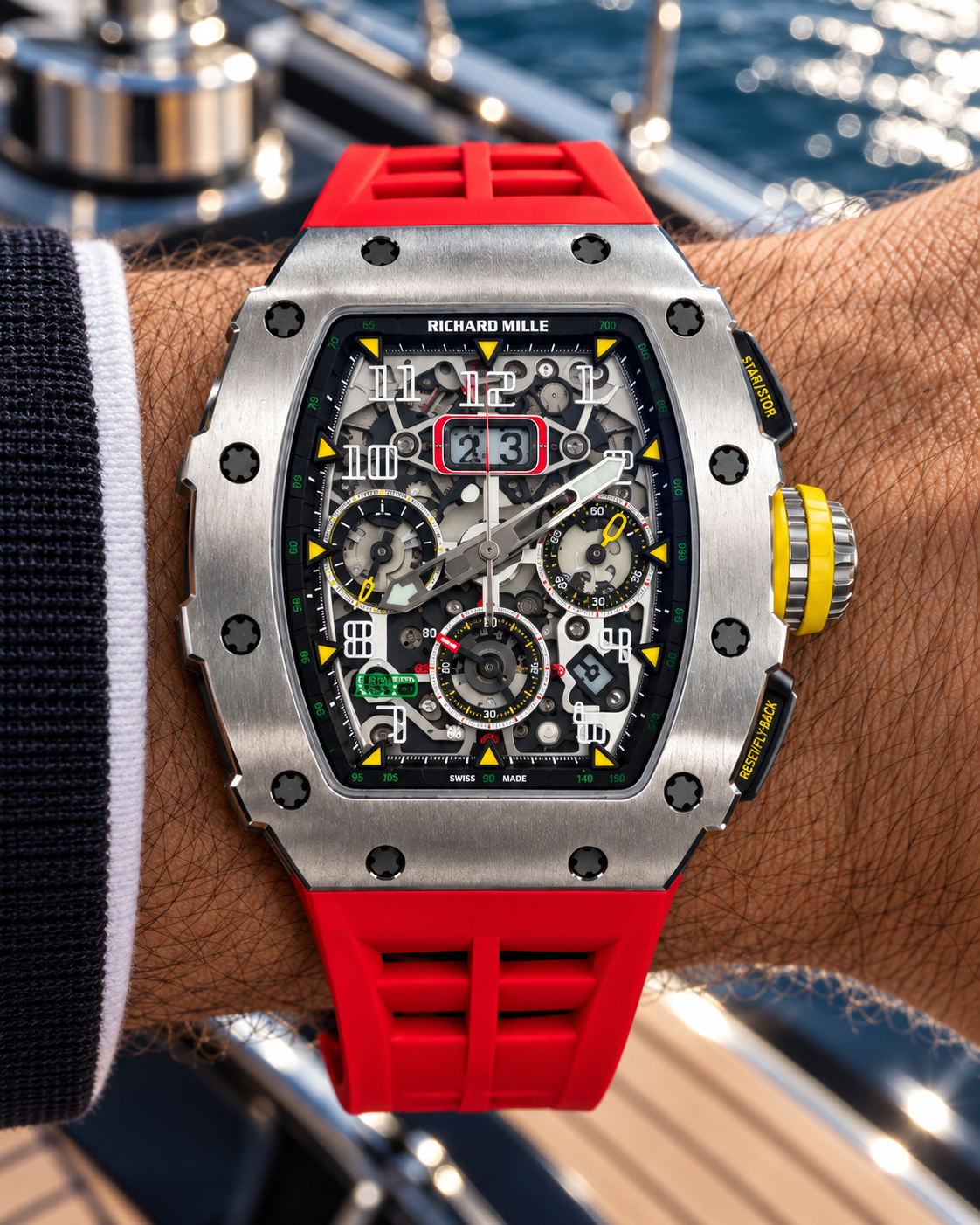RICHARD MILLE AUTOMÁTICO SKELETON – ACERO & ROJO