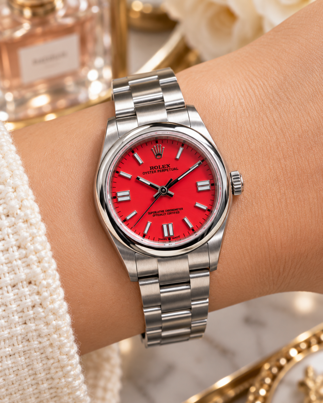 ROLEX OYSTER PERPETUAL 31 MM DAMA – ESFERA ROJA