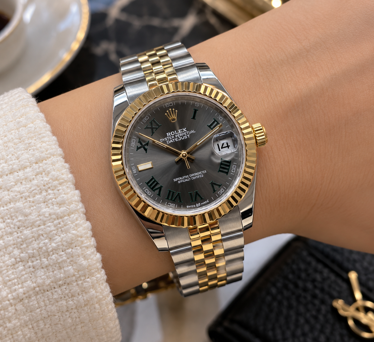 ROLEX DATEJUST DAMA 31 MM – ESFERA GRIS CON NÚMEROS ROMANOS VERDES