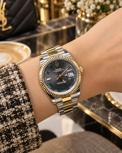 ROLEX DATEJUST 36 MM – ESFERA GRIS CON NÚMEROS ROMANOS VERDES