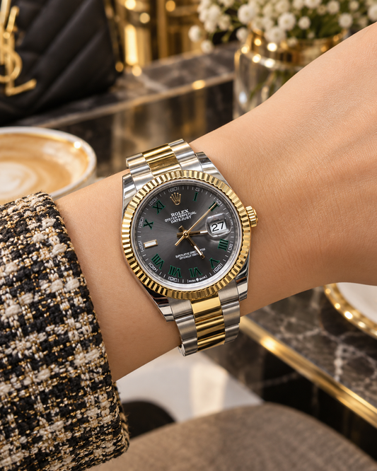 ROLEX DATEJUST 36 MM – ESFERA GRIS CON NÚMEROS ROMANOS VERDES