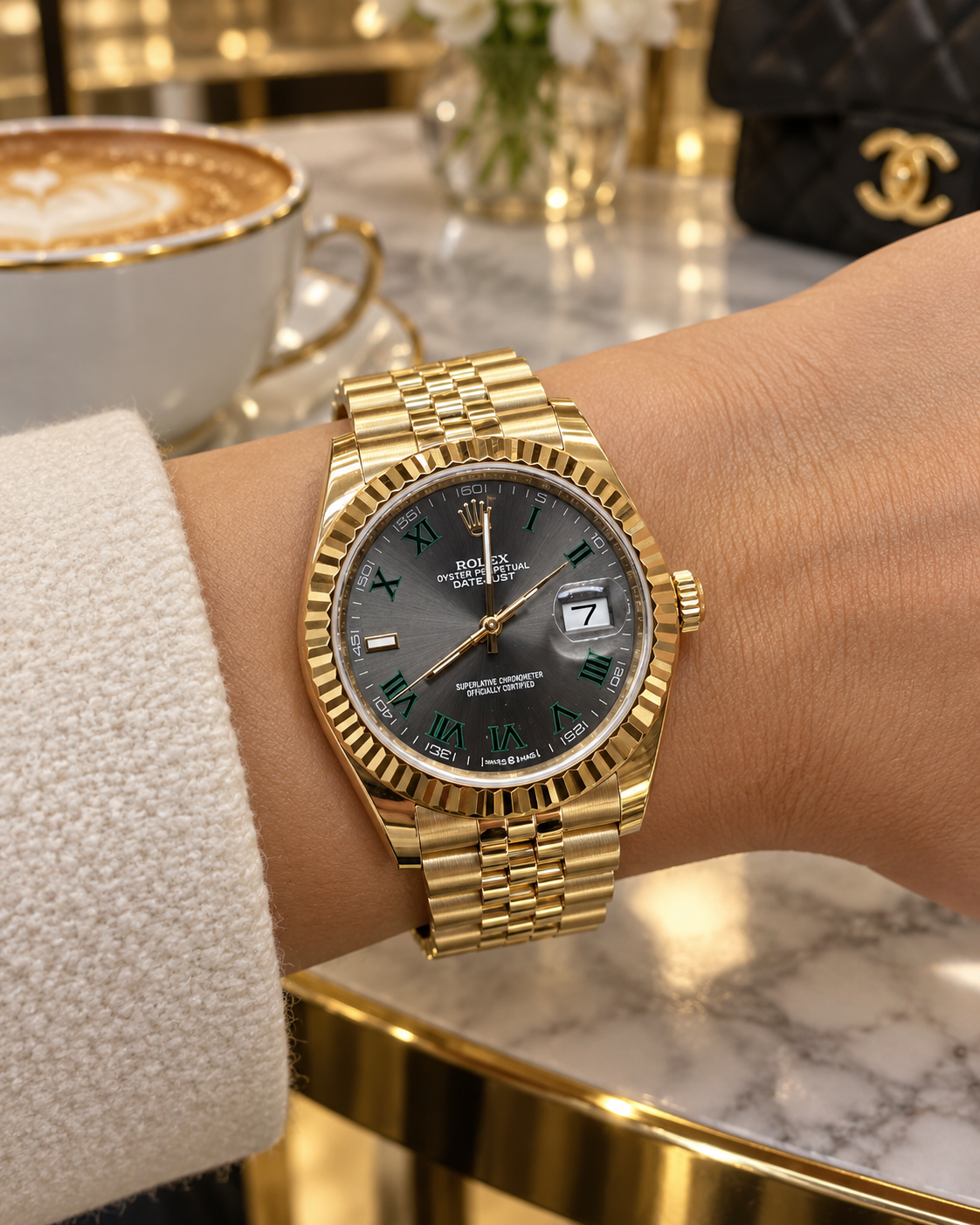 ROLEX DATEJUST 36 MM – ESFERA GRIS CON NÚMEROS ROMANOS VERDES