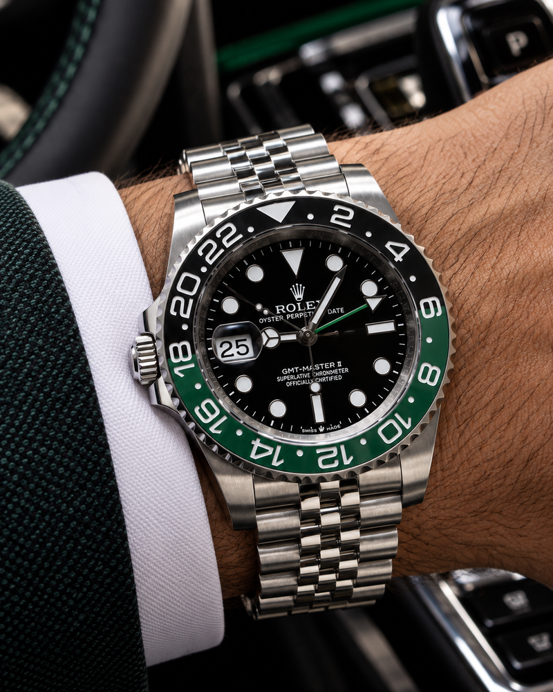 ROLEX GMT-MASTER II – ESFERA NEGRA, BISEL NEGRO Y VERDE “SPRITE” Y BRAZALETE JUBILEE