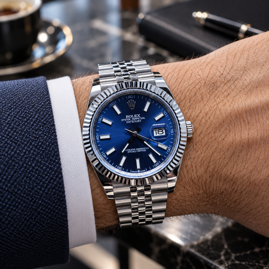 ROLEX DATEJUST 41 MM – ESFERA AZUL, BISEL ESTRIADO Y BRAZALETE JUBILEE