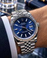 ROLEX DATEJUST 36 MM – ESFERA AZUL, BISEL ESTRIADO Y JUBILEE