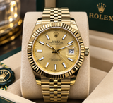 ROLEX DATEJUST 41 MM – ESFERA DORADA, BISEL ESTRIADO Y BRAZALETE JUBILEE