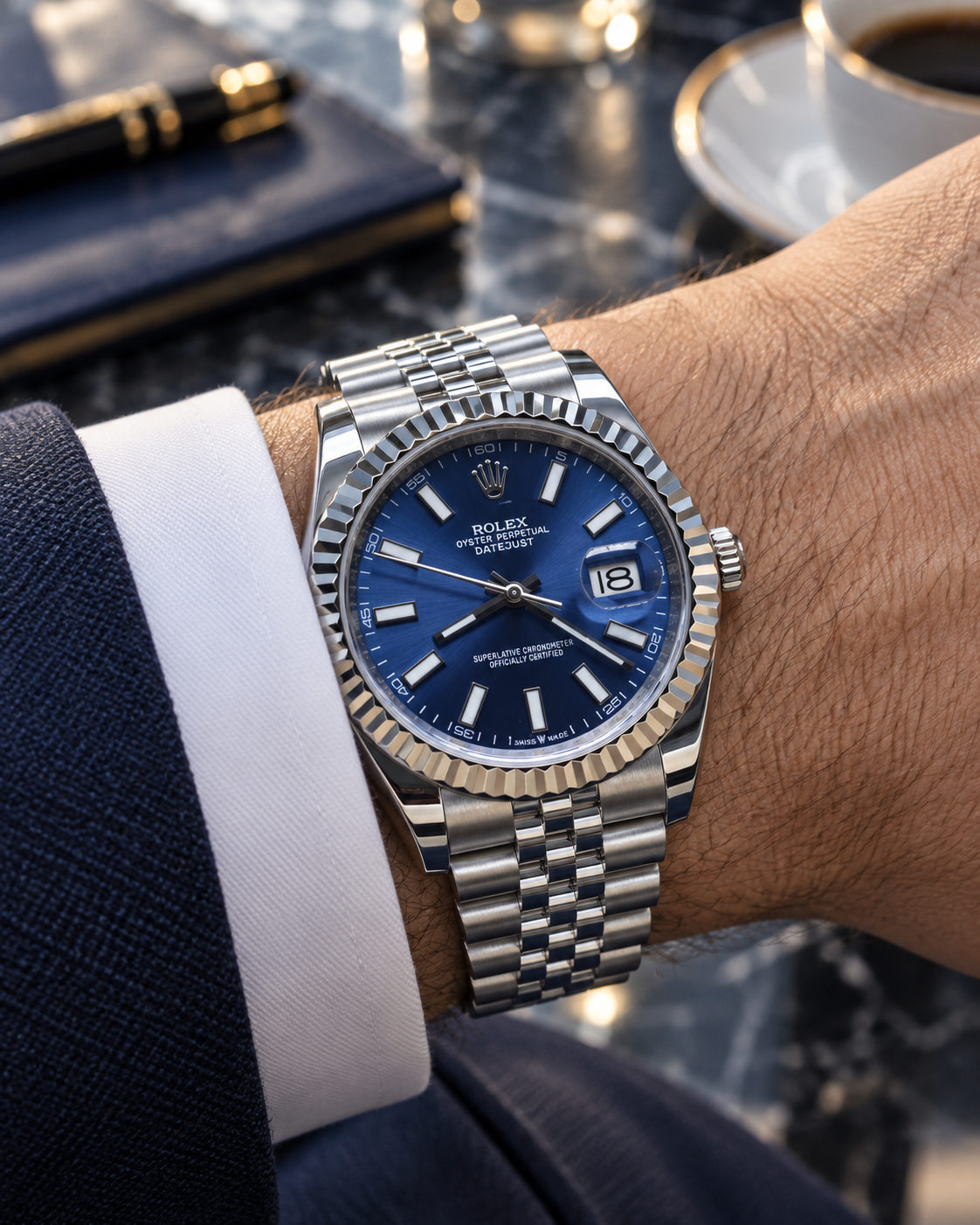 ROLEX DATEJUST 36 MM – ESFERA AZUL, BISEL ESTRIADO Y JUBILEE