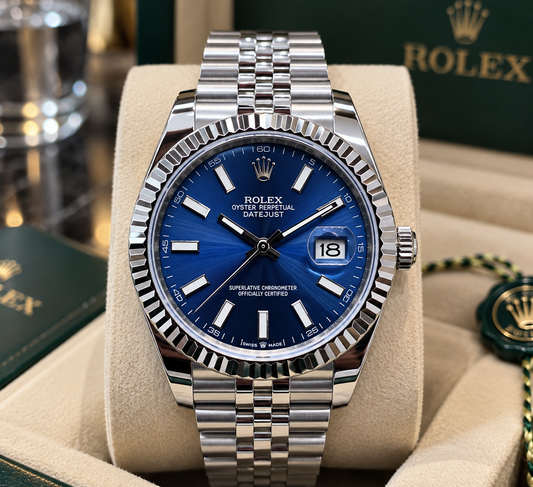 ROLEX DATEJUST 41 MM – ESFERA AZUL, BISEL ESTRIADO Y BRAZALETE JUBILEE